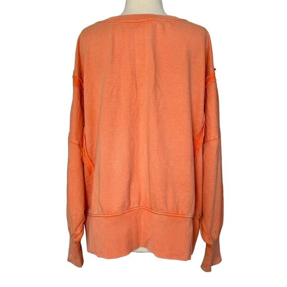 Anthropologie PILCRO Orange Pintuck Sweatshirt Top Size L - 100% Cotton - Picture 8 of 11